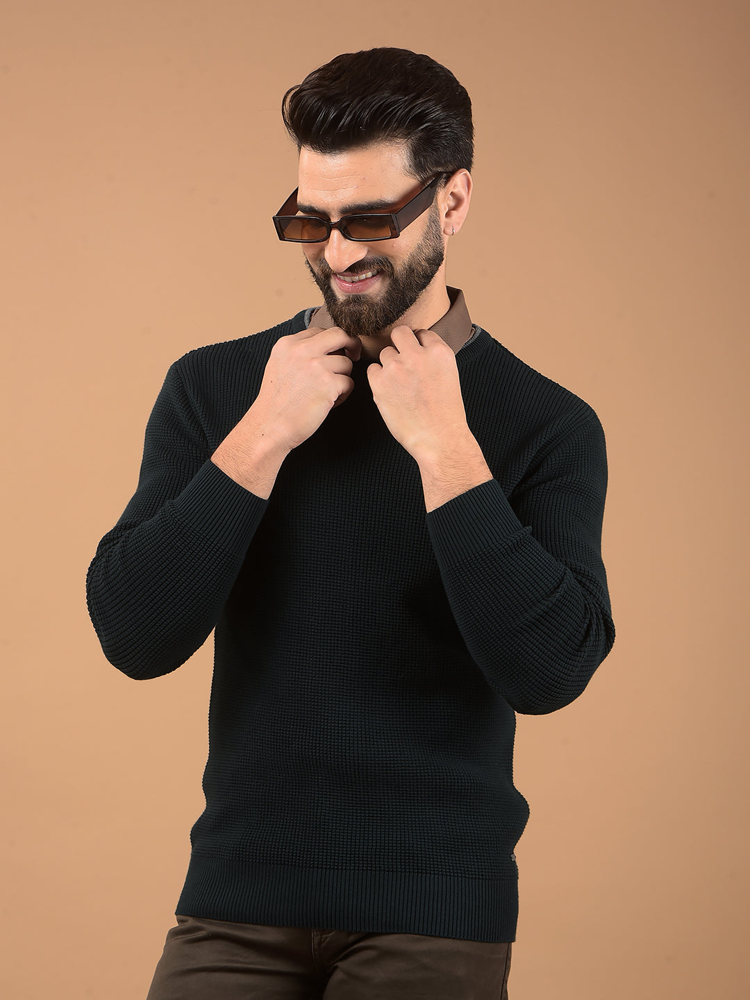 Green 100% Cotton Sweater-Men Sweaters-Crimsoune Club