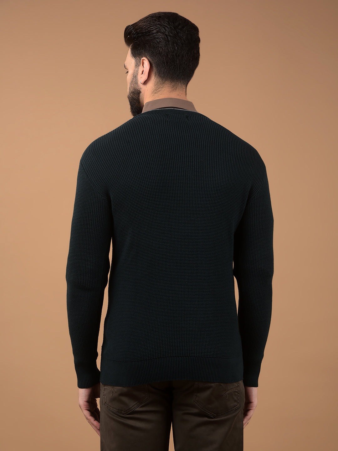 Green 100% Cotton Sweater-Men Sweaters-Crimsoune Club