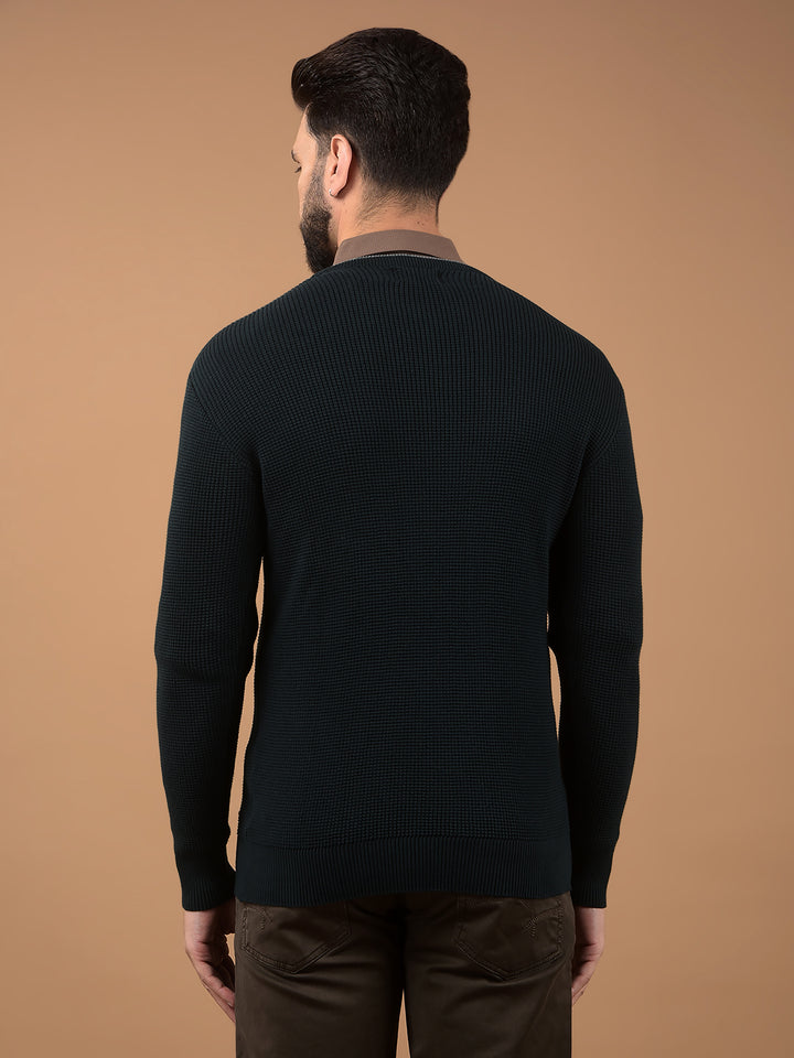 Green 100% Cotton Sweater-Men Sweaters-Crimsoune Club