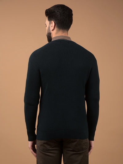 Green 100% Cotton Sweater-Men Sweaters-Crimsoune Club