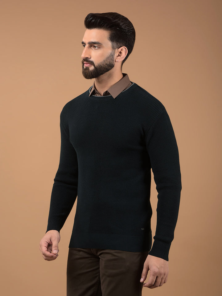 Green 100% Cotton Sweater-Men Sweaters-Crimsoune Club