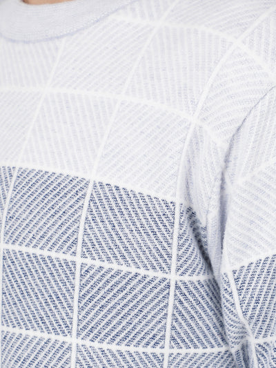Blue Jacquard Sweater-Men Sweaters-Crimsoune Club