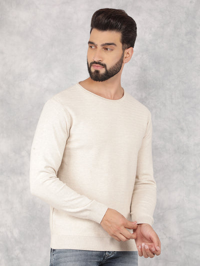 Beige Jacquard Sweater-Men Sweaters-Crimsoune Club