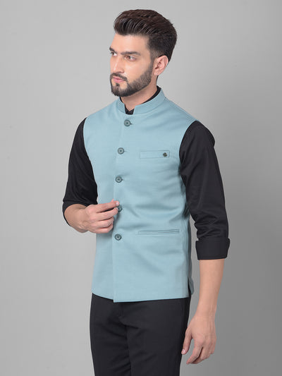 Mint Green Waistcoat-Men Waistcoats-Crimsoune Club