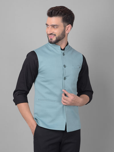 Mint Green Waistcoat-Men Waistcoats-Crimsoune Club