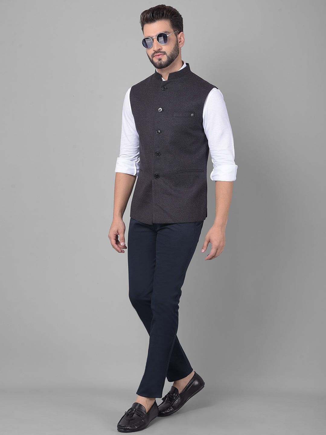 Black Waistcoat-Men Waistcoats-Crimsoune Club