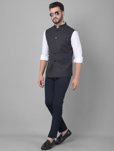 Black Waistcoat-Men Waistcoats-Crimsoune Club