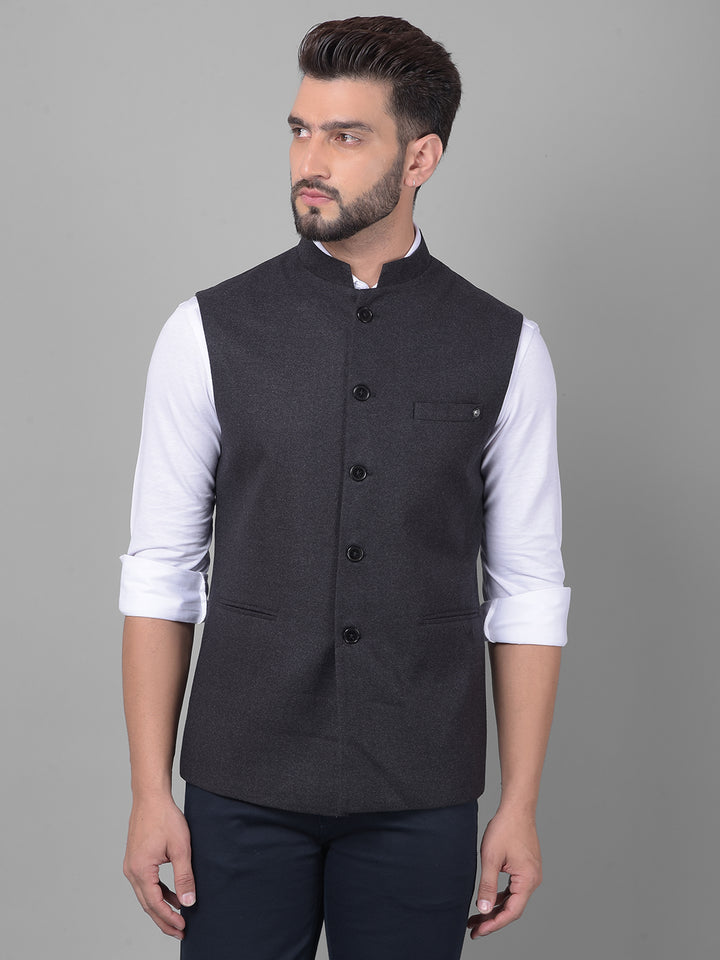 Black Waistcoat-Men Waistcoats-Crimsoune Club