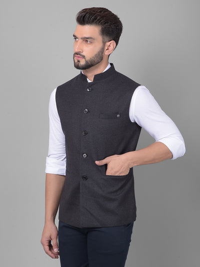 Black Waistcoat-Men Waistcoats-Crimsoune Club