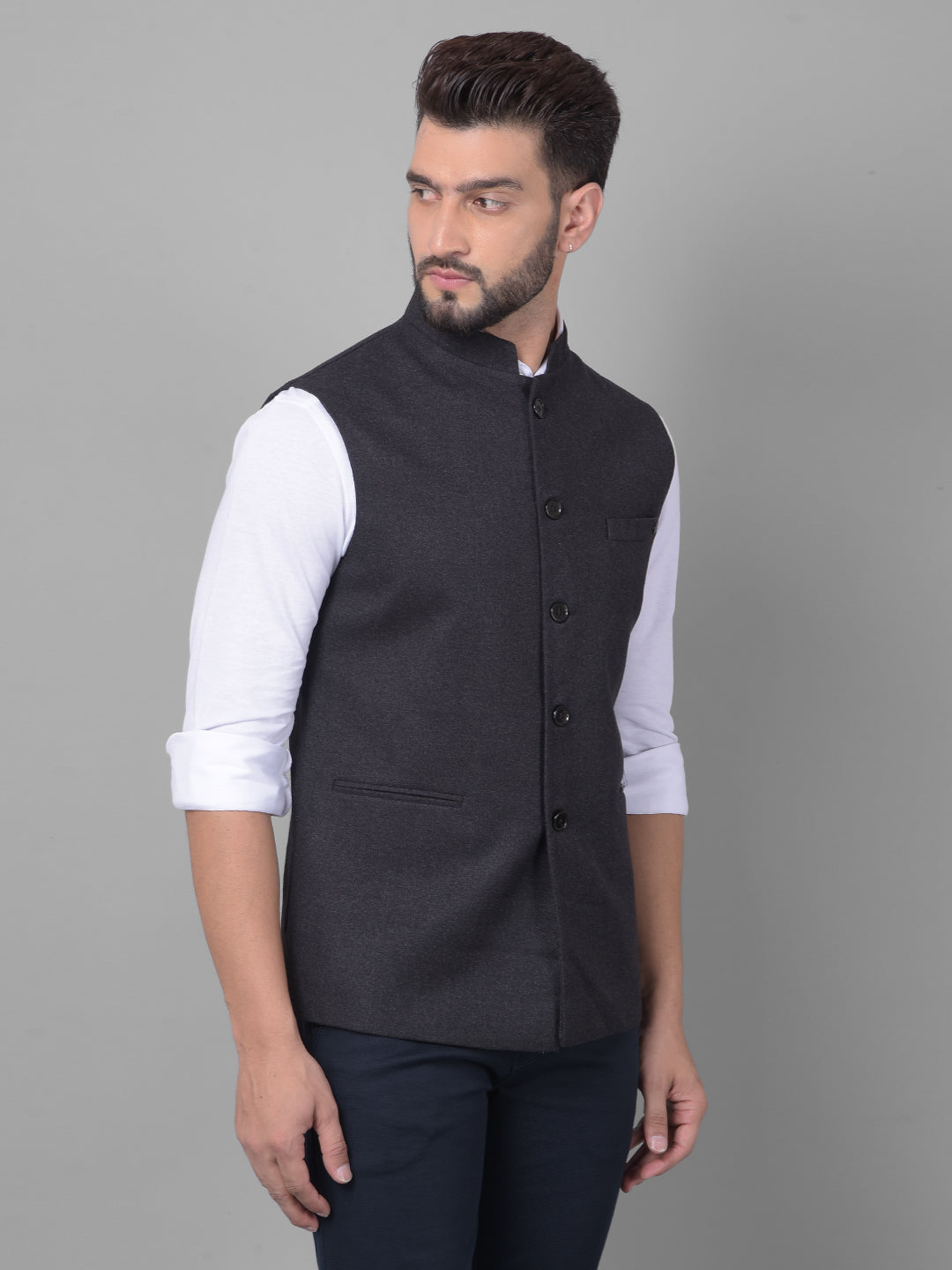 Black Waistcoat-Men Waistcoats-Crimsoune Club