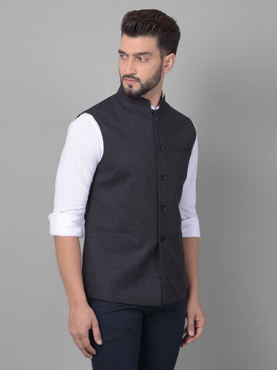 Black Waistcoat-Men Waistcoats-Crimsoune Club