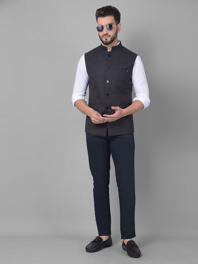 Black Waistcoat-Men Waistcoats-Crimsoune Club