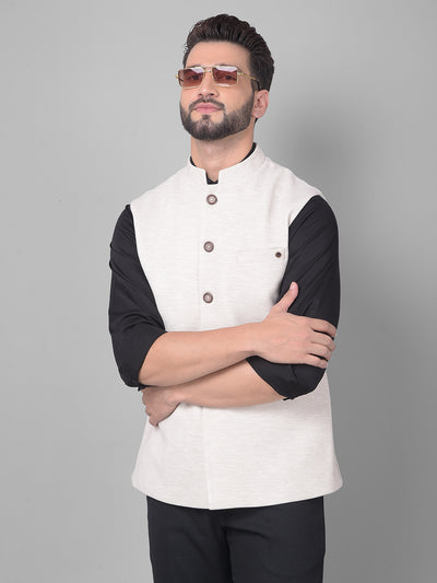 Cream Waistcoat-Men Waistcoats-Crimsoune Club