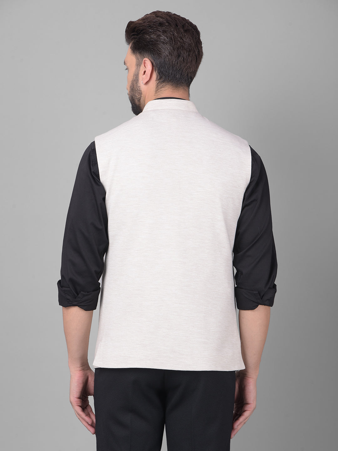 Cream Waistcoat-Men Waistcoats-Crimsoune Club