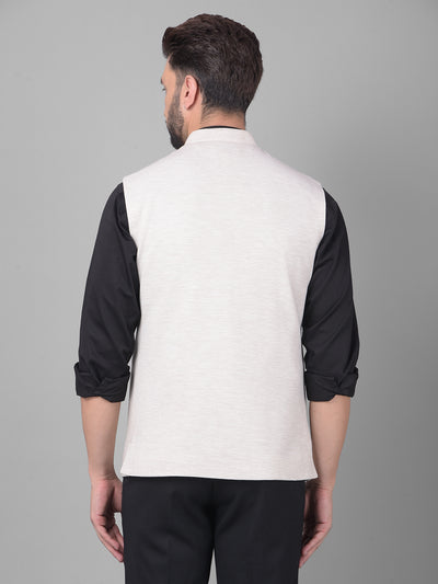 Cream Waistcoat-Men Waistcoats-Crimsoune Club