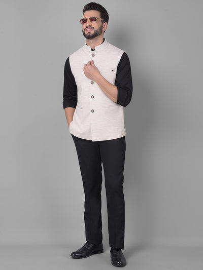 Cream Waistcoat-Men Waistcoats-Crimsoune Club