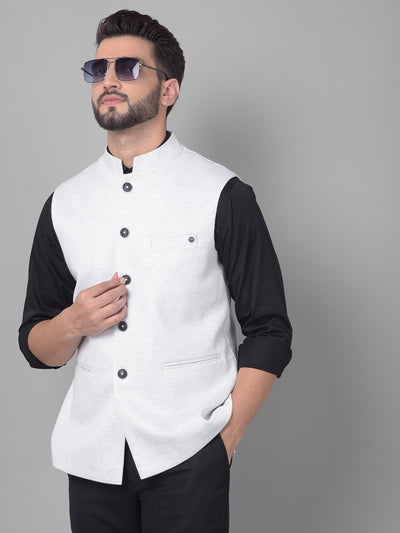 Off White Waistcoat-Men Waistcoats-Crimsoune Club