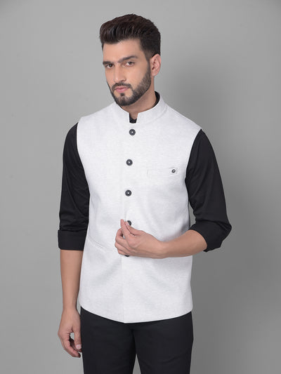 Off White Waistcoat-Men Waistcoats-Crimsoune Club