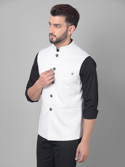 Off White Waistcoat-Men Waistcoats-Crimsoune Club