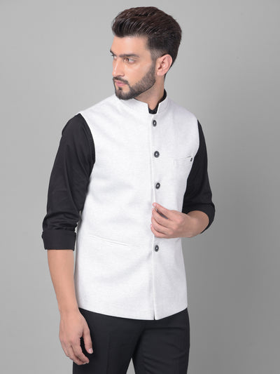 Off White Waistcoat-Men Waistcoats-Crimsoune Club