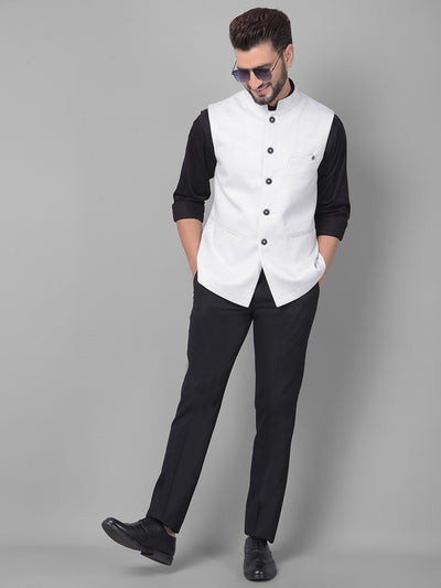 Off White Waistcoat-Men Waistcoats-Crimsoune Club