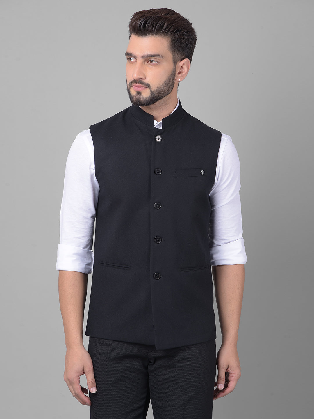 Black Waistcoat-Men Waistcoats-Crimsoune Club