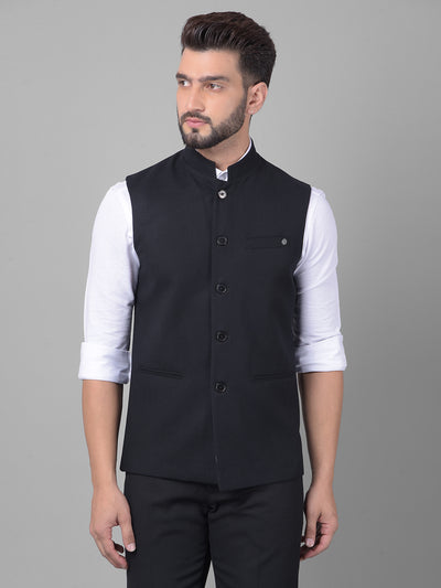 Black Waistcoat-Men Waistcoats-Crimsoune Club