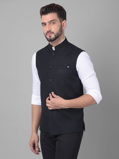 Black Waistcoat-Men Waistcoats-Crimsoune Club
