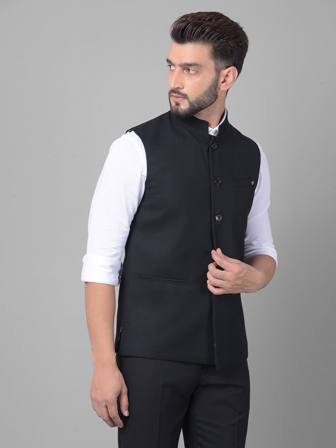 Black Waistcoat-Men Waistcoats-Crimsoune Club