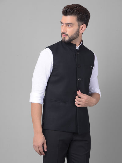 Black Waistcoat-Men Waistcoats-Crimsoune Club