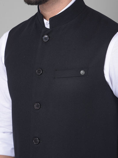 Black Waistcoat-Men Waistcoats-Crimsoune Club