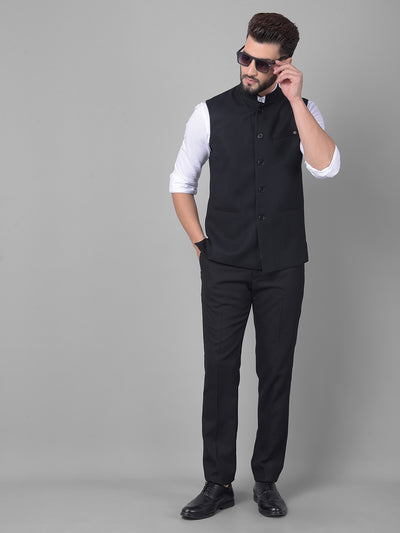 Black Waistcoat-Men Waistcoats-Crimsoune Club