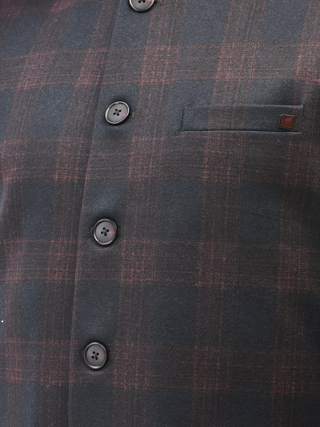 Wine Checked Waistcoat-Men Waistcoats-Crimsoune Club