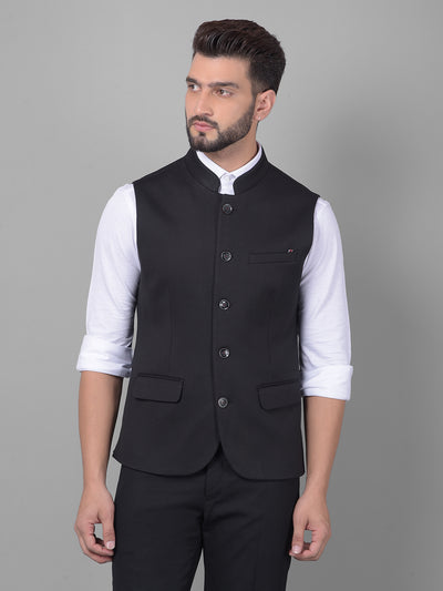 Black Waistcoat-Men Waistcoats-Crimsoune Club