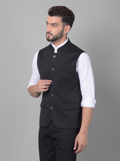 Black Waistcoat-Men Waistcoats-Crimsoune Club