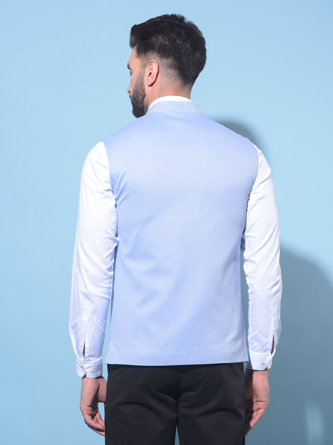 Blue Single-Breasted Waistcoat-Men Waistcoats-Crimsoune Club