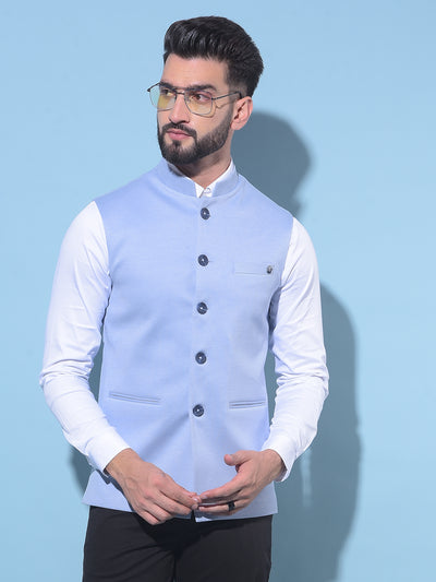 Blue Single-Breasted Waistcoat-Men Waistcoats-Crimsoune Club