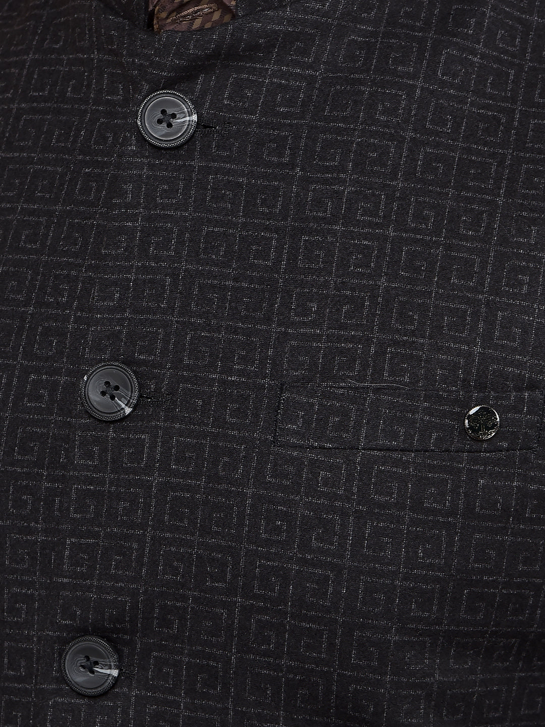 Black Printed Waist Coat-Men Waistcoats-Crimsoune Club
