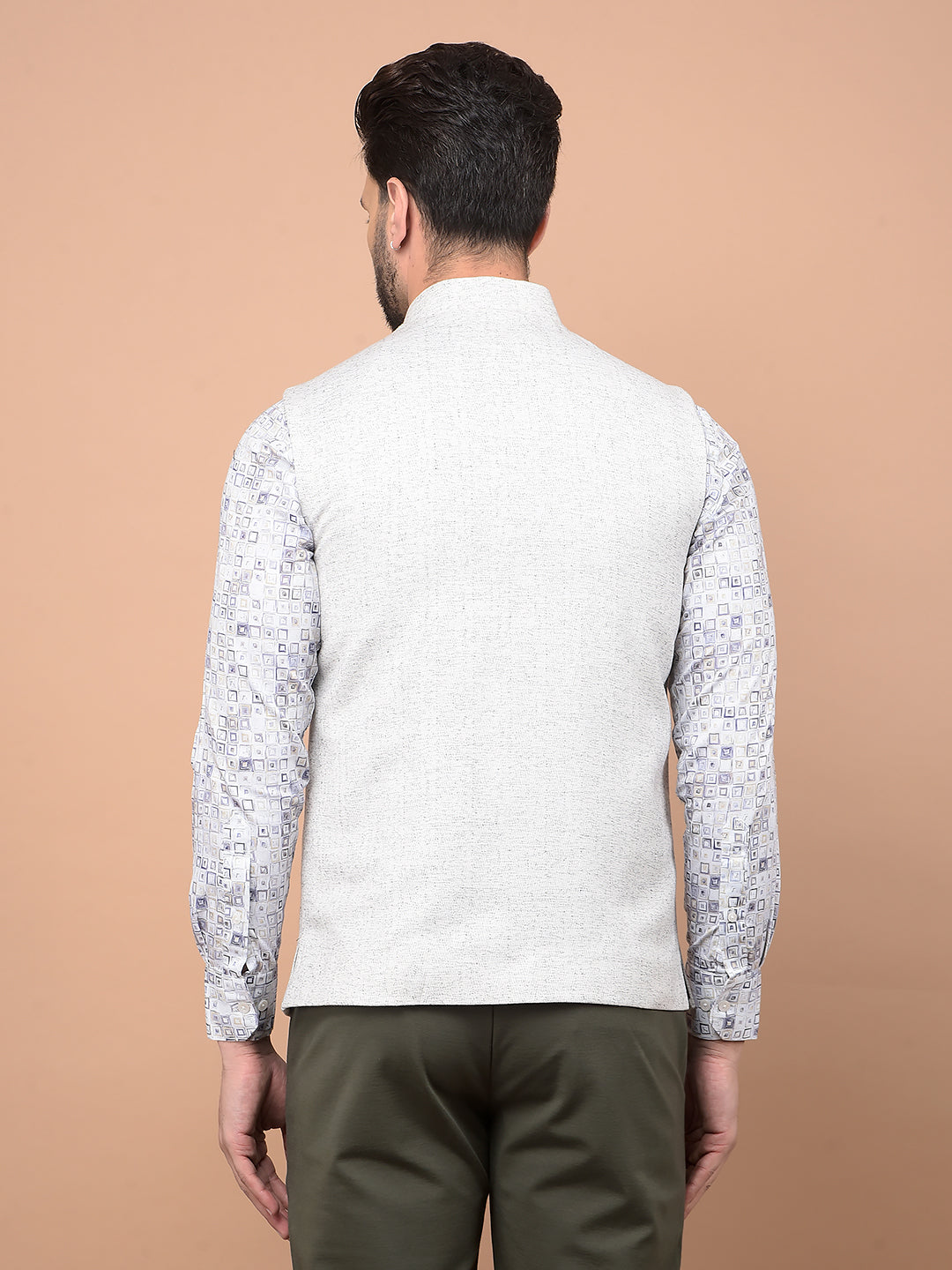 White Printed Waist Coat-Men Waistcoats-Crimsoune Club