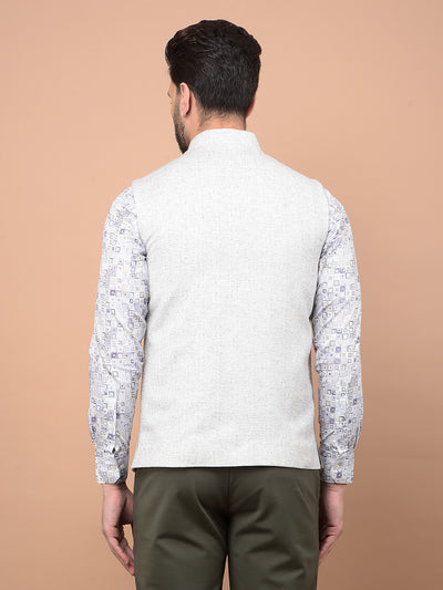 White Printed Waist Coat-Men Waistcoats-Crimsoune Club