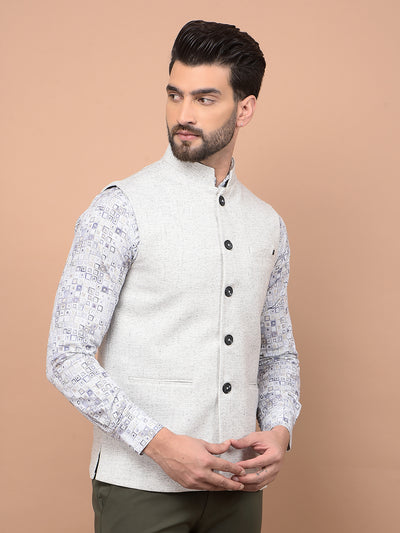 White Printed Waist Coat-Men Waistcoats-Crimsoune Club