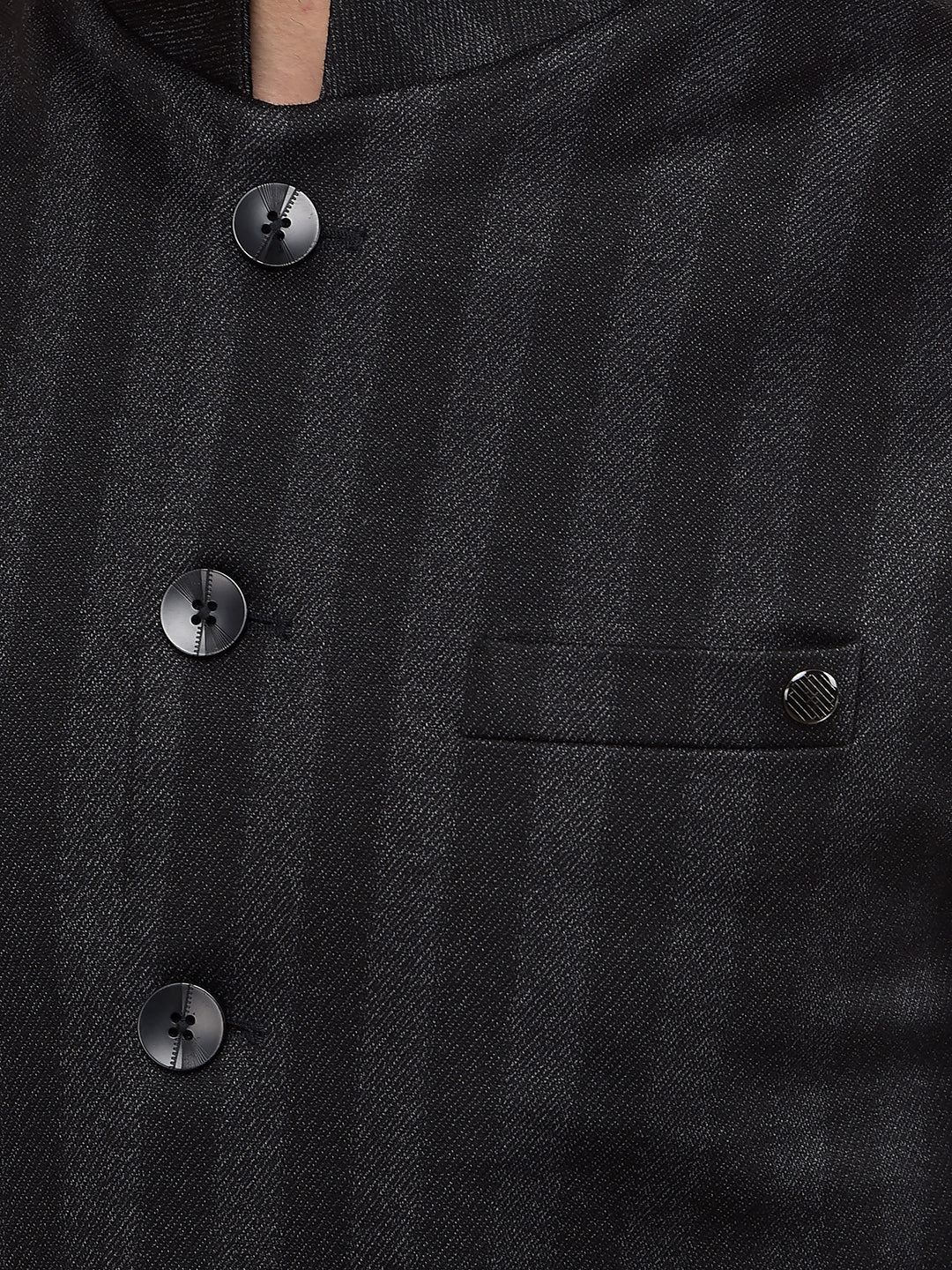 Black Vertical Stripes Waist Coat-Men Waistcoats-Crimsoune Club
