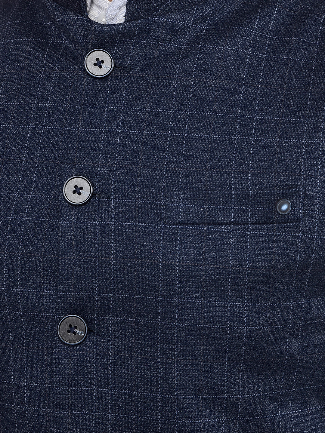 Blue Checked Waist Coat-Men Waistcoats-Crimsoune Club