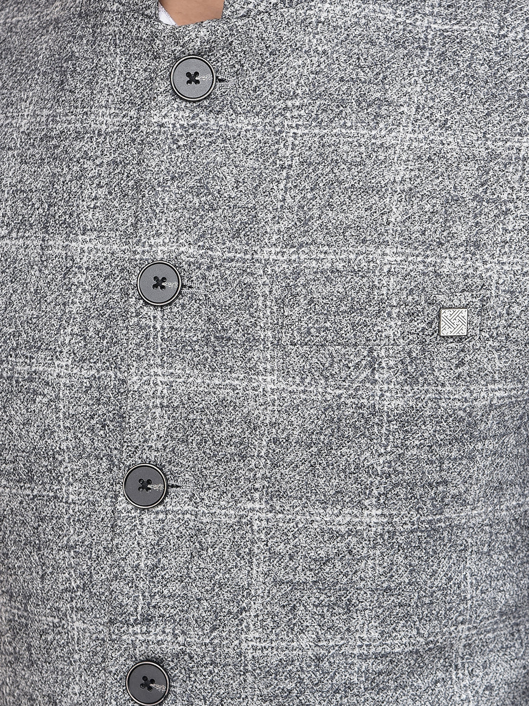 Grey Checked Waist Coat-Men Waistcoats-Crimsoune Club