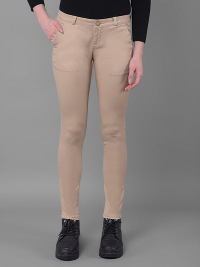 Beige Trousers-Women Trousers-Crimsoune Club