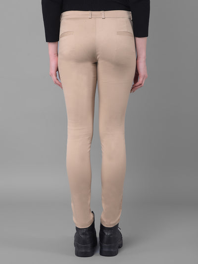 Beige Trousers-Women Trousers-Crimsoune Club