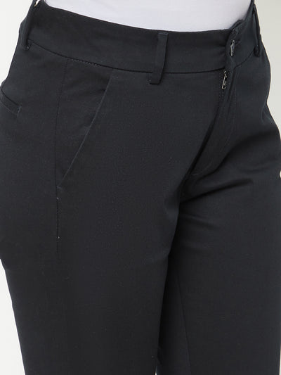 Navy Blue Chinos Trousers-Women Trousers-Crimsoune Club