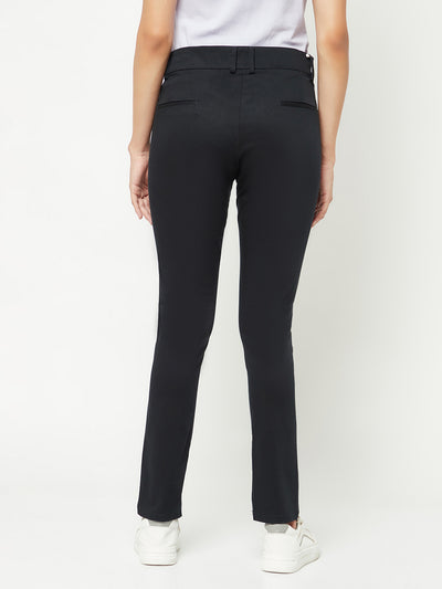 Navy Blue Chinos Trousers-Women Trousers-Crimsoune Club