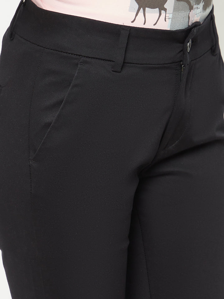 Black Straight Trousers-Women Trousers-Crimsoune Club