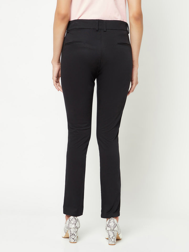 Black Straight Trousers-Women Trousers-Crimsoune Club
